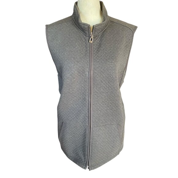 Laura Scott XL Petite gray sleeveless zip up vest with pockets women's - Picture 1 of 9